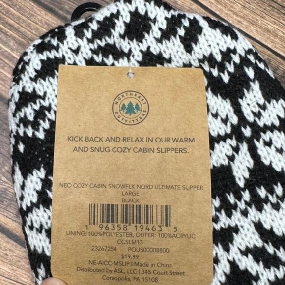 NWT Northeast Outfitters Men's Cozy Cabin Slippers Size Large (Snowflake) - Picture 4 of 11